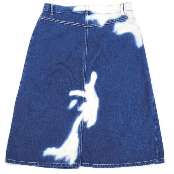 Vintage Fashion That Fun:ctions Bleached Knee Length Denim Jean A-line Skirt - Picture 2 of 7